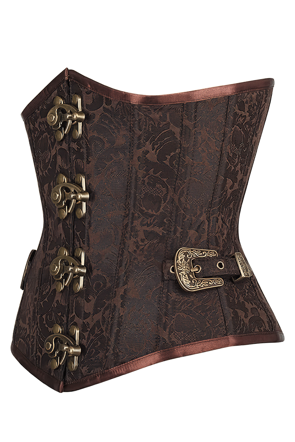 Brown Steampunk Underbust Corset With Metal Clasp
