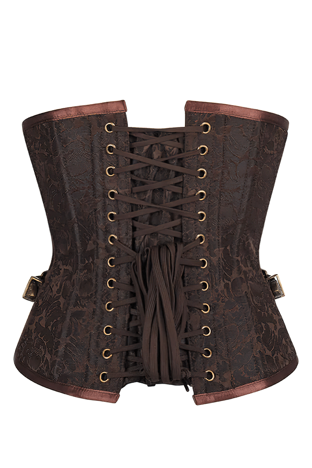 Brown Steampunk Underbust Corset With Metal Clasp