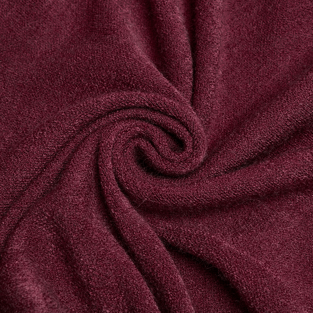 Burgundy Hooded Cloak with Fur Trim and Lace Hem
