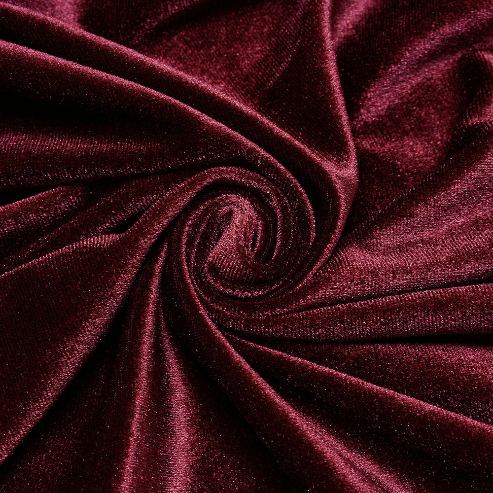 Burgundy Velvet Hooded Cape with Pom Pom Ties