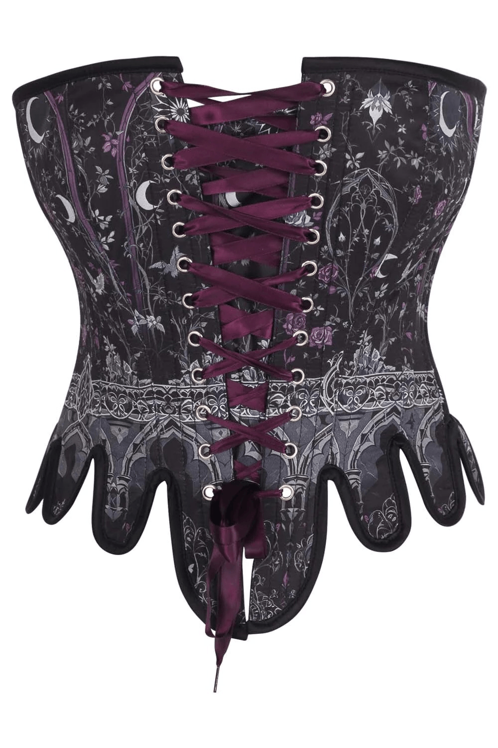 Celestial Gothic Overbust Corset with Lunar Print Details