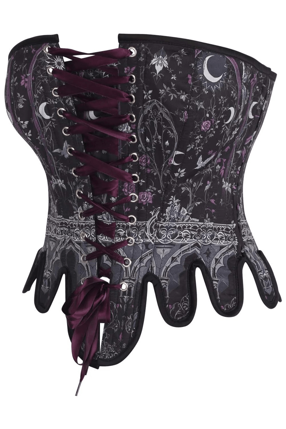 Celestial Gothic Overbust Corset with Lunar Print Details