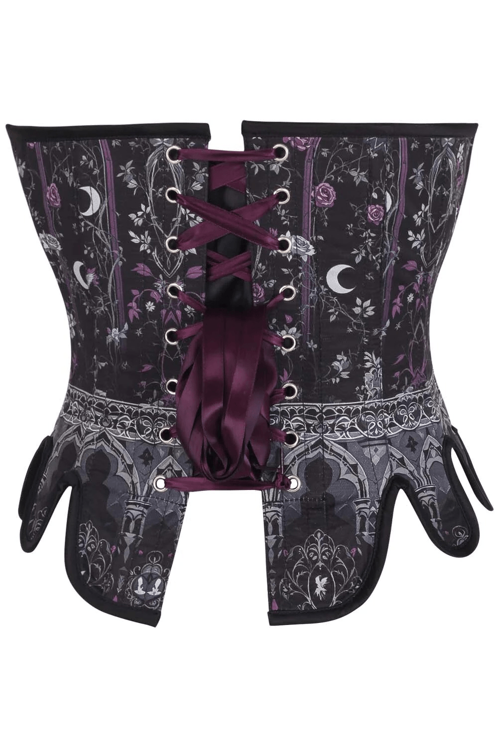 Celestial Gothic Overbust Corset with Lunar Print Details