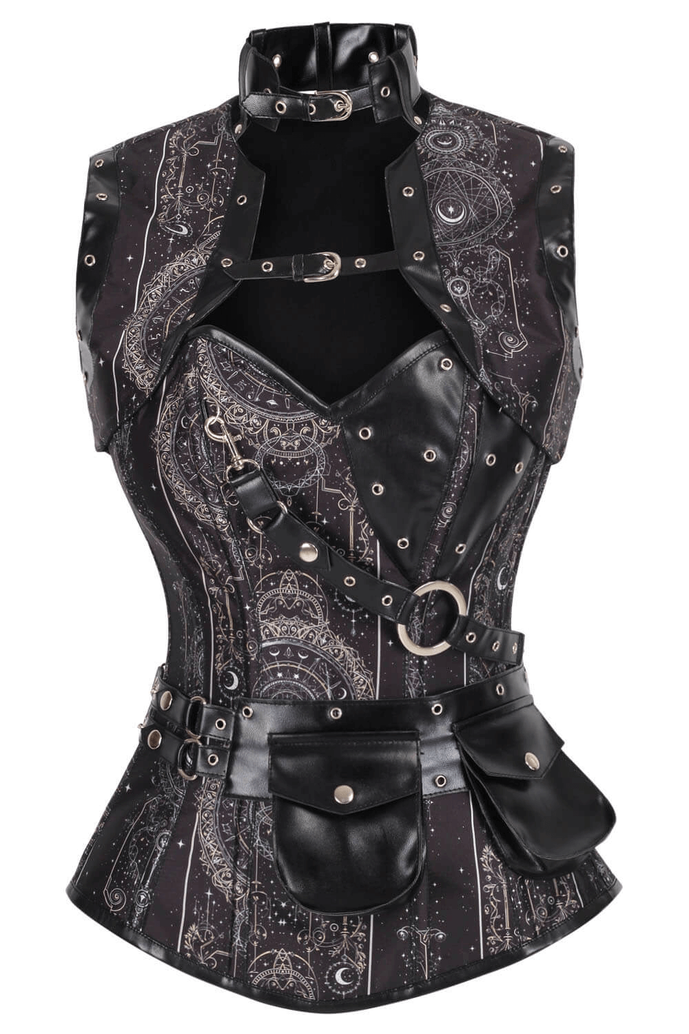 Celestial Steampunk Overbust Corset and Shrug with Pouch