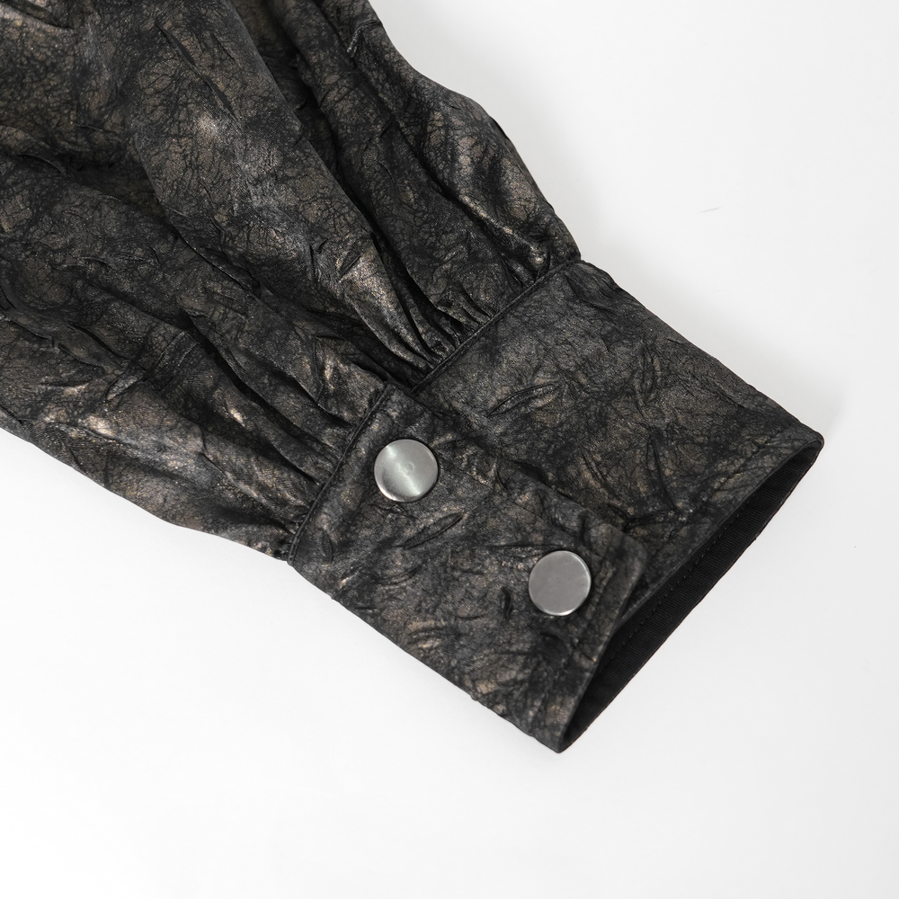 Chic Chain Shirt with Faux Leather Straps and Loops