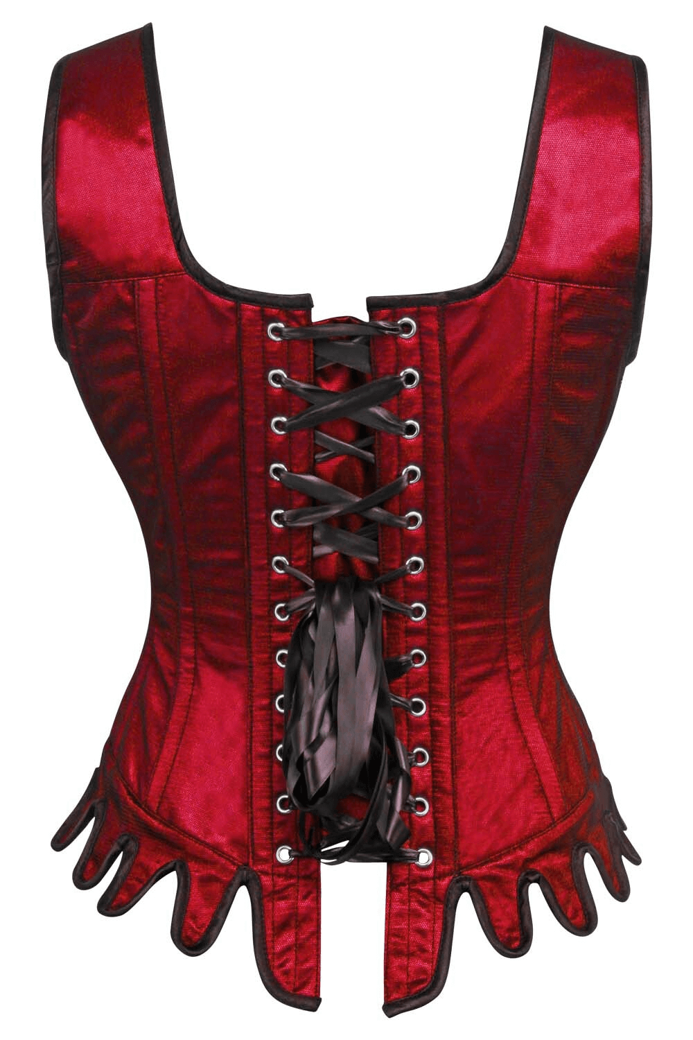 Chic Gothic Overbust Corset with Shoulder Ties and Clasps