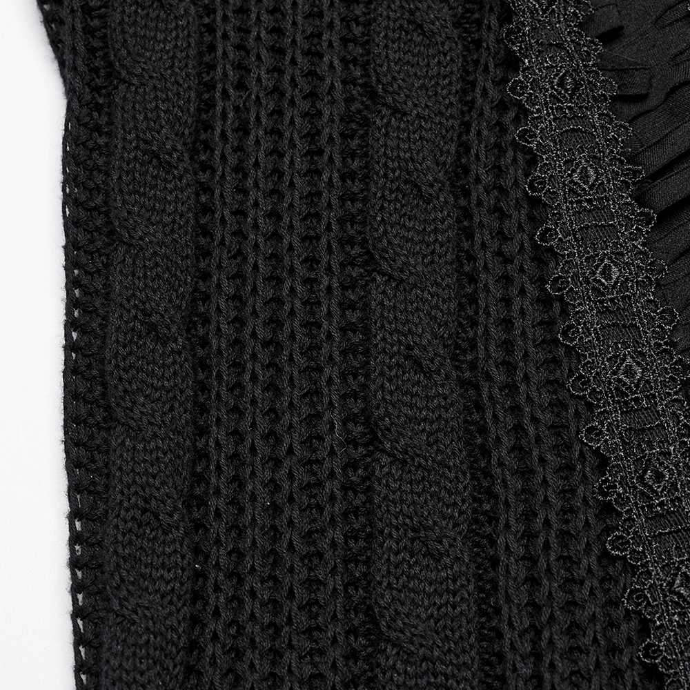Chic Gothic Tattered Knit Skirt with Lace-Up Details