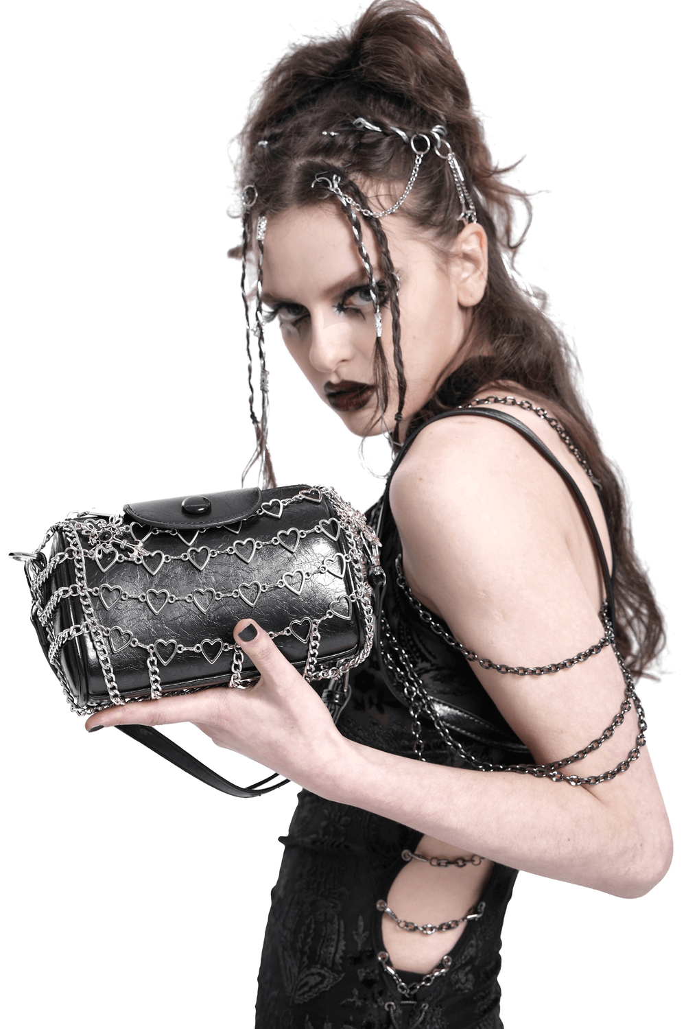 Chic Heart Pattern Chain Crossbody Bag for Women