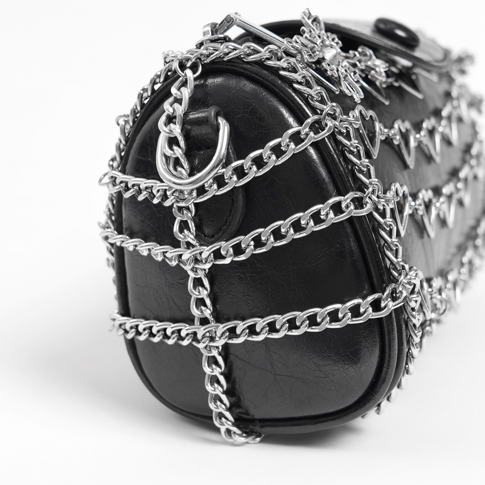 Chic Heart Pattern Chain Crossbody Bag for Women