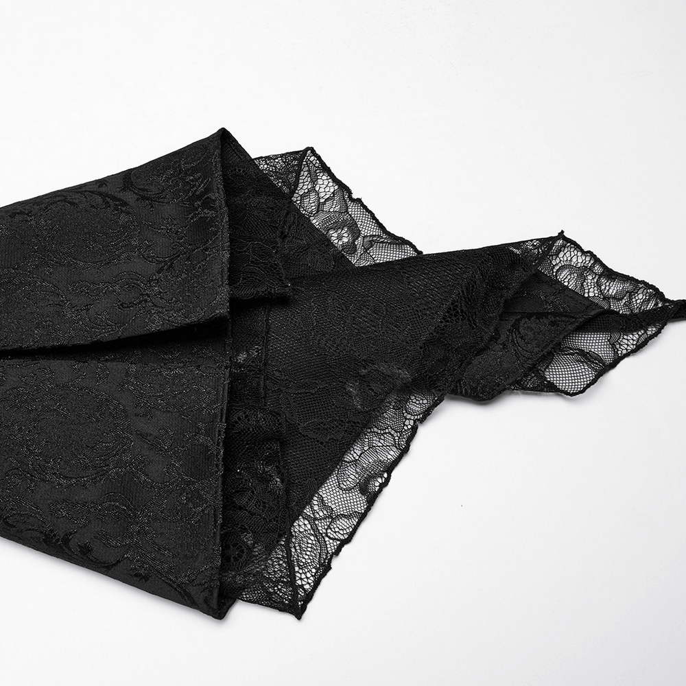 Chic High-low Tailcoat with Jacquard Lace and Buttons