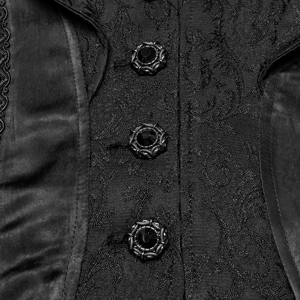 Chic High-low Tailcoat with Jacquard Lace and Buttons