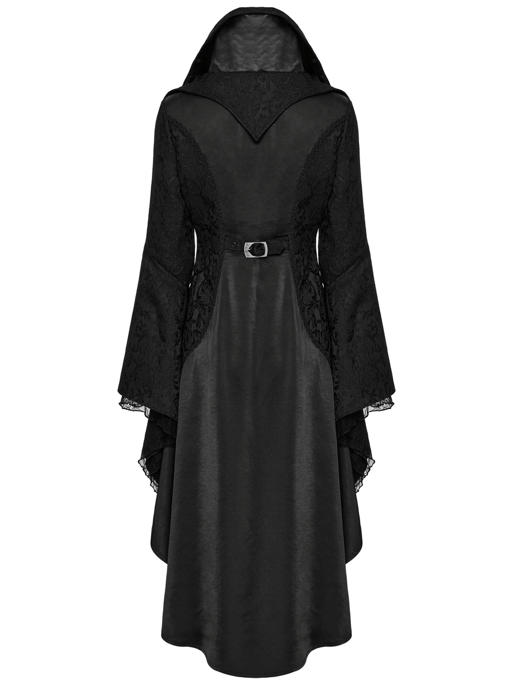 Chic High-low Tailcoat with Jacquard Lace and Buttons
