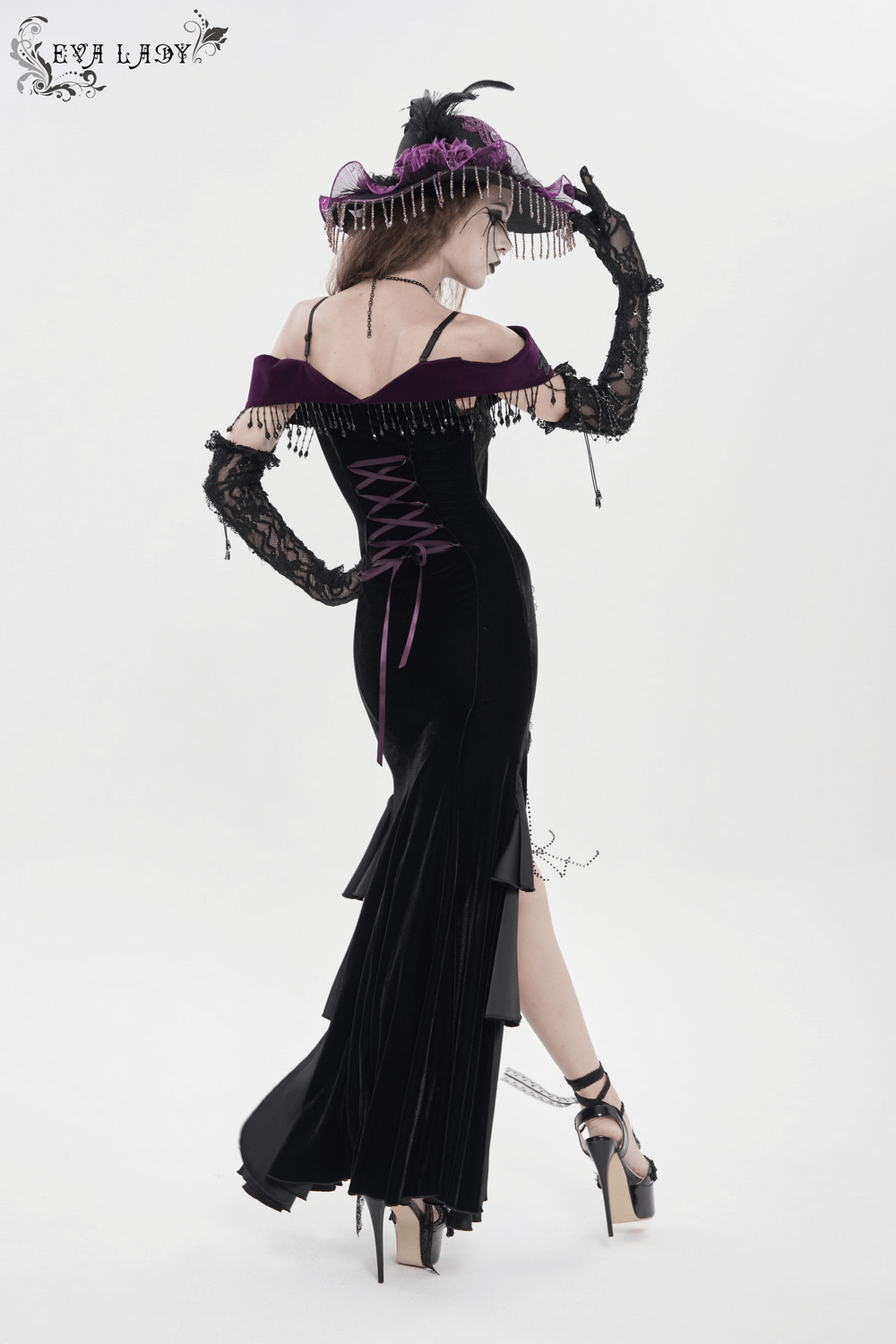 Chic Off-Shoulder Dress with Lace-Up Back and Fringes