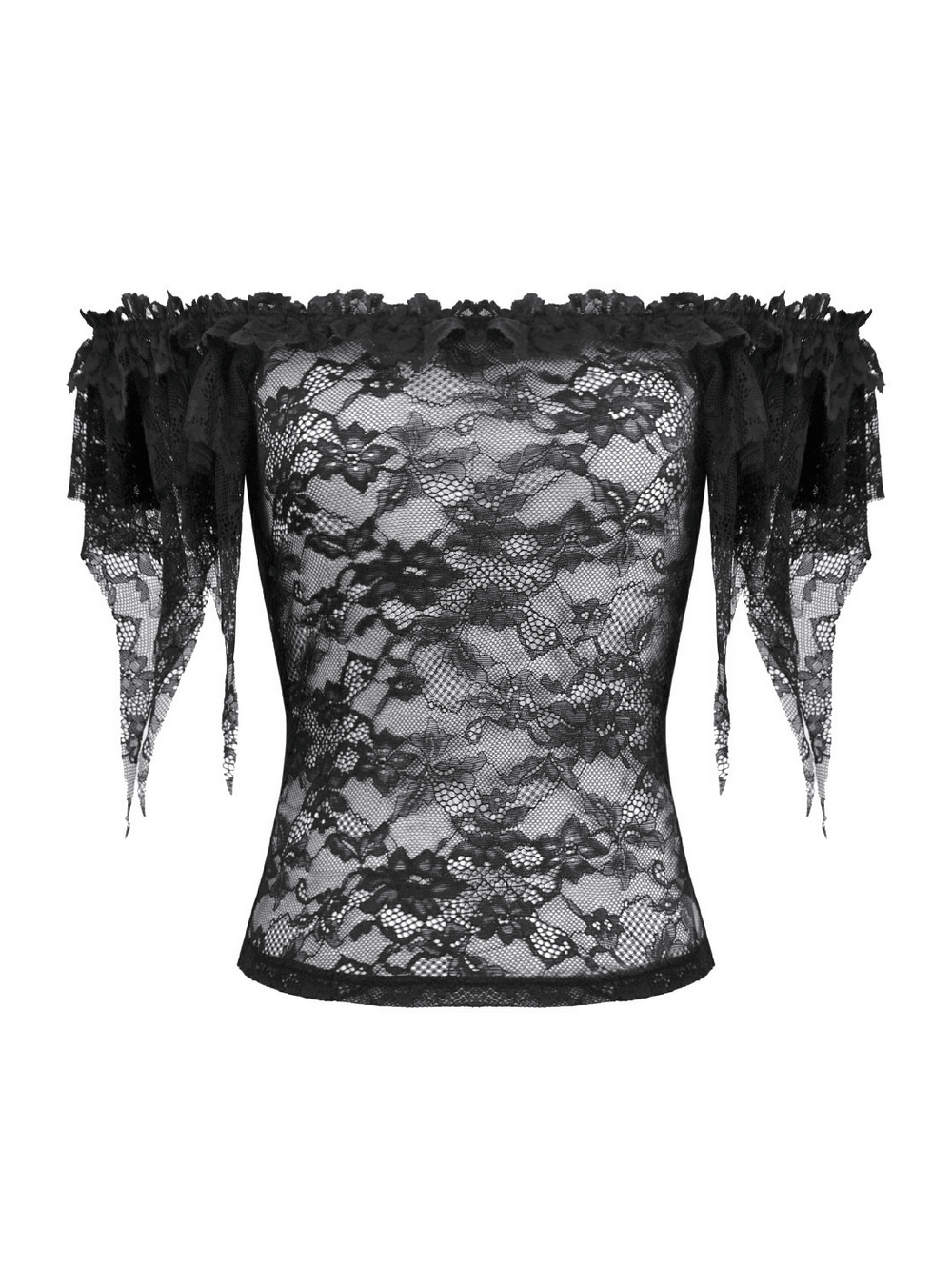 Chic Off Shoulder Floral Lace Sheer Mesh Top for Women