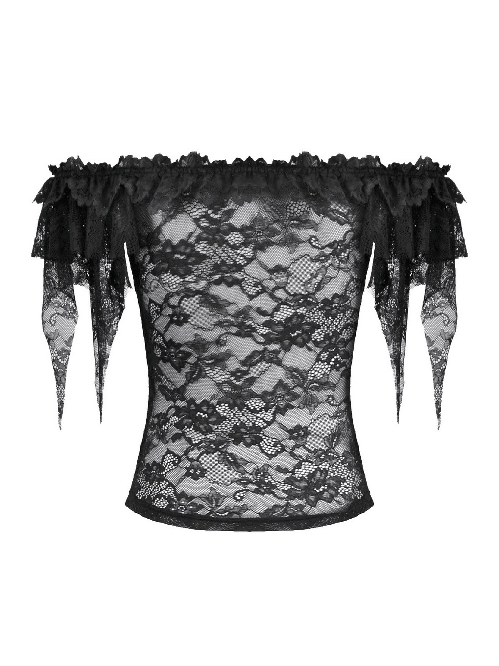 Chic Off Shoulder Floral Lace Sheer Mesh Top for Women