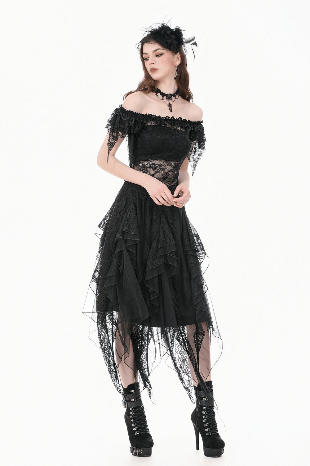 Chic Off Shoulder Floral Lace Sheer Mesh Top for Women