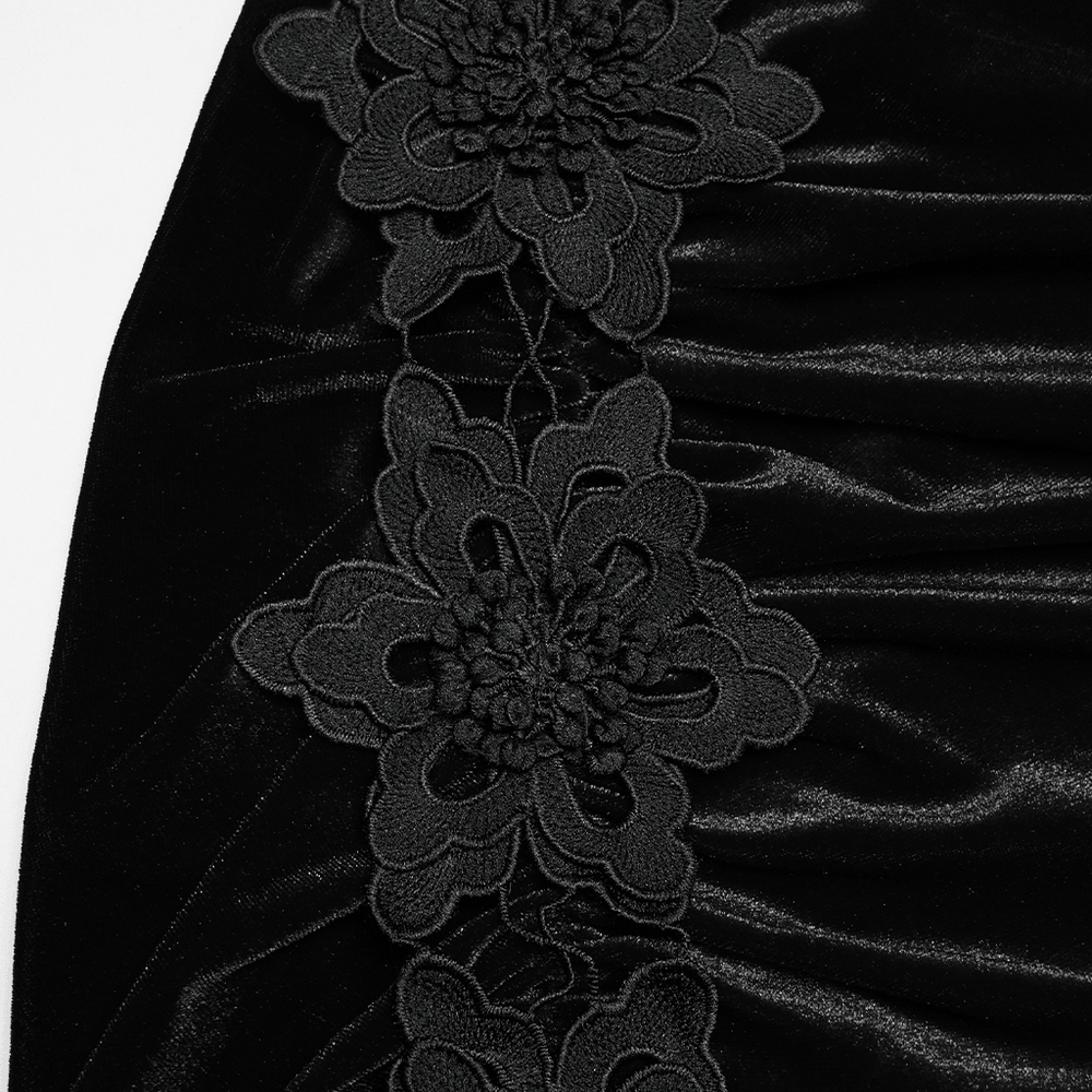 Chic Ruched Mermaid Lace Hem Gothic Long Skirt