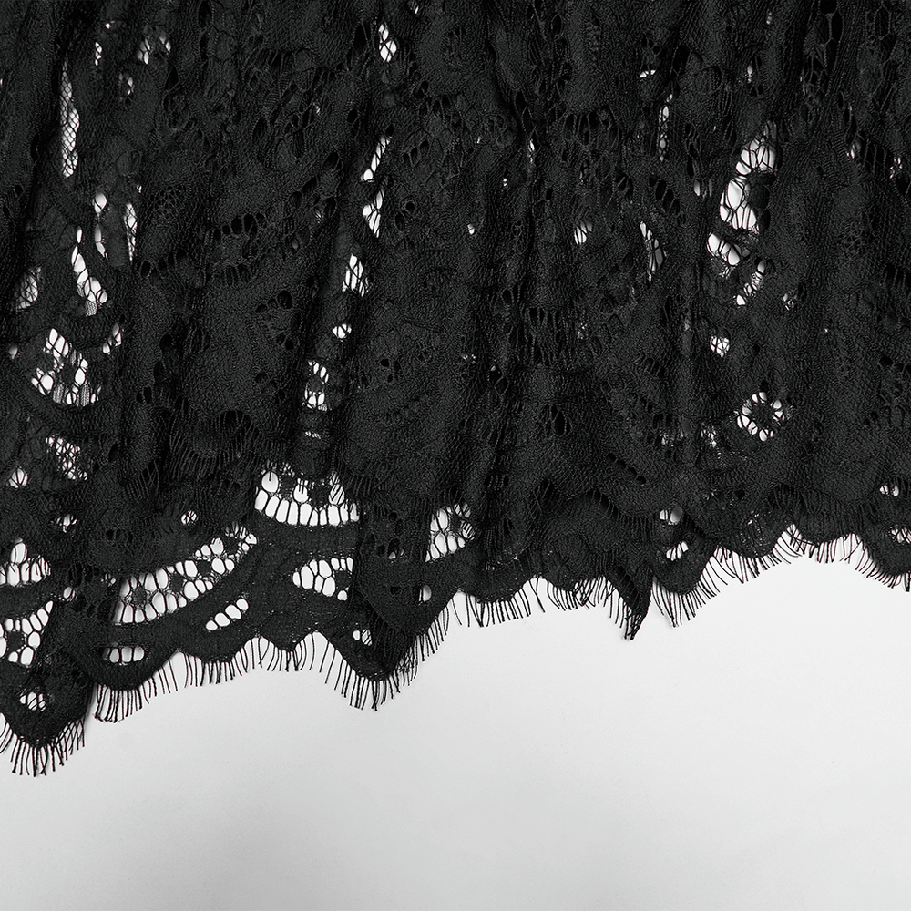 Chic Ruched Mermaid Lace Hem Gothic Long Skirt