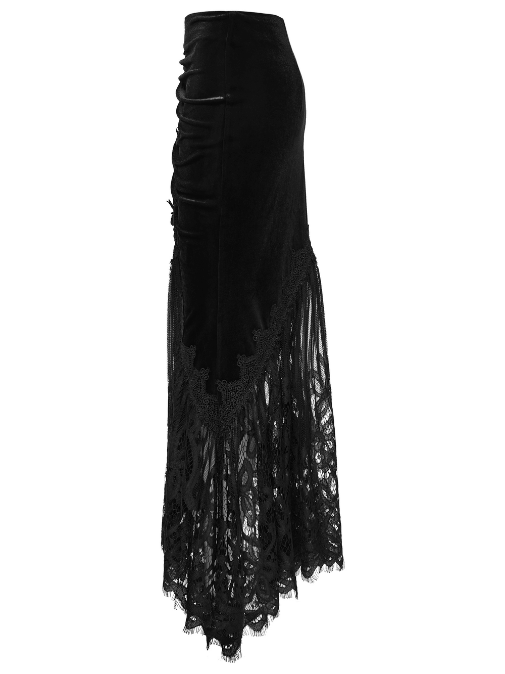 Chic Ruched Mermaid Lace Hem Gothic Long Skirt
