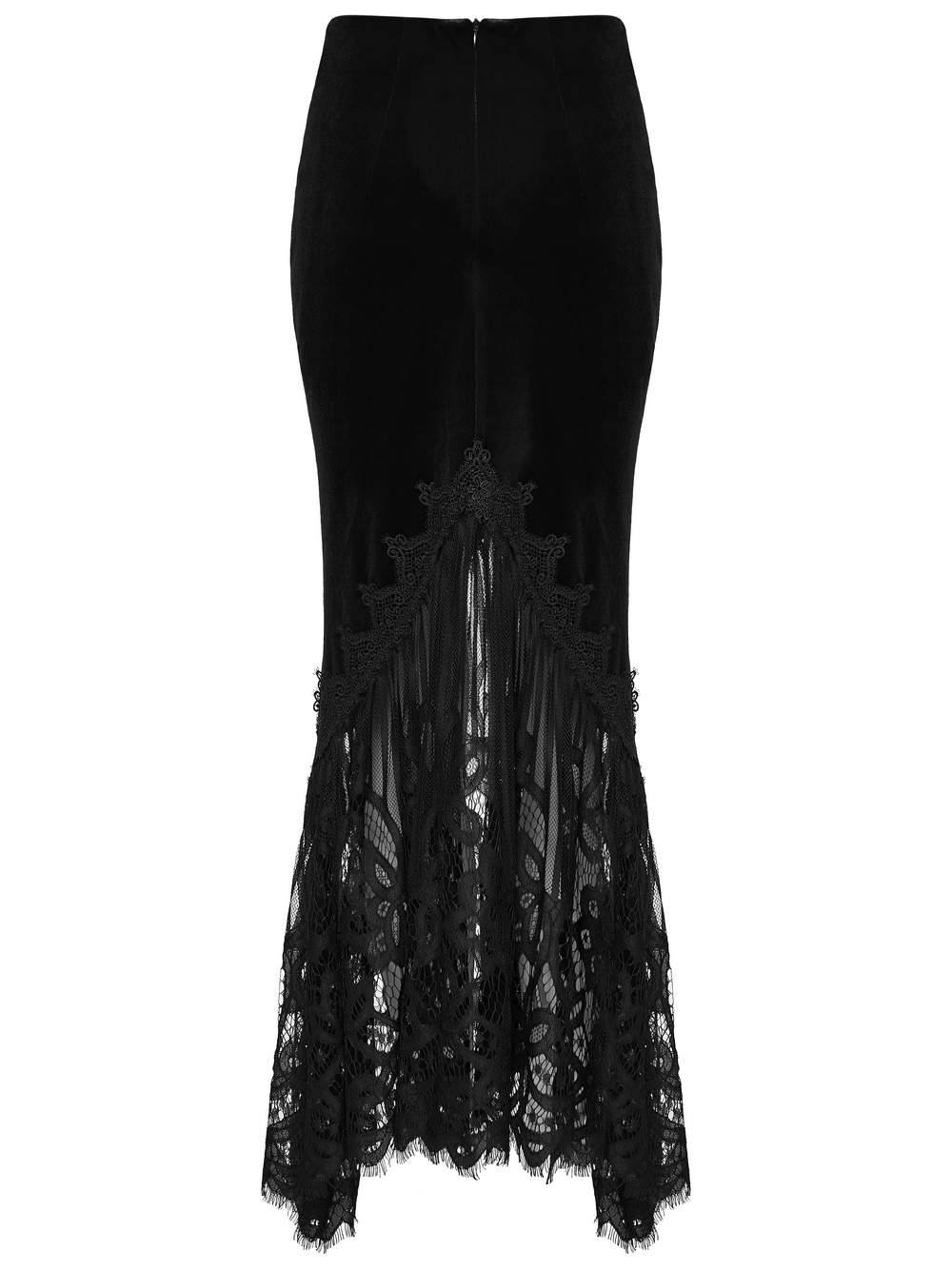 Chic Ruched Mermaid Lace Hem Gothic Long Skirt