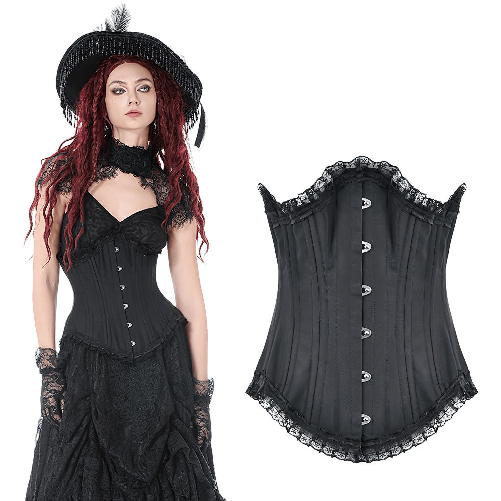 Chic Underbust Corset Waist Cincher with Lace-Up Front
