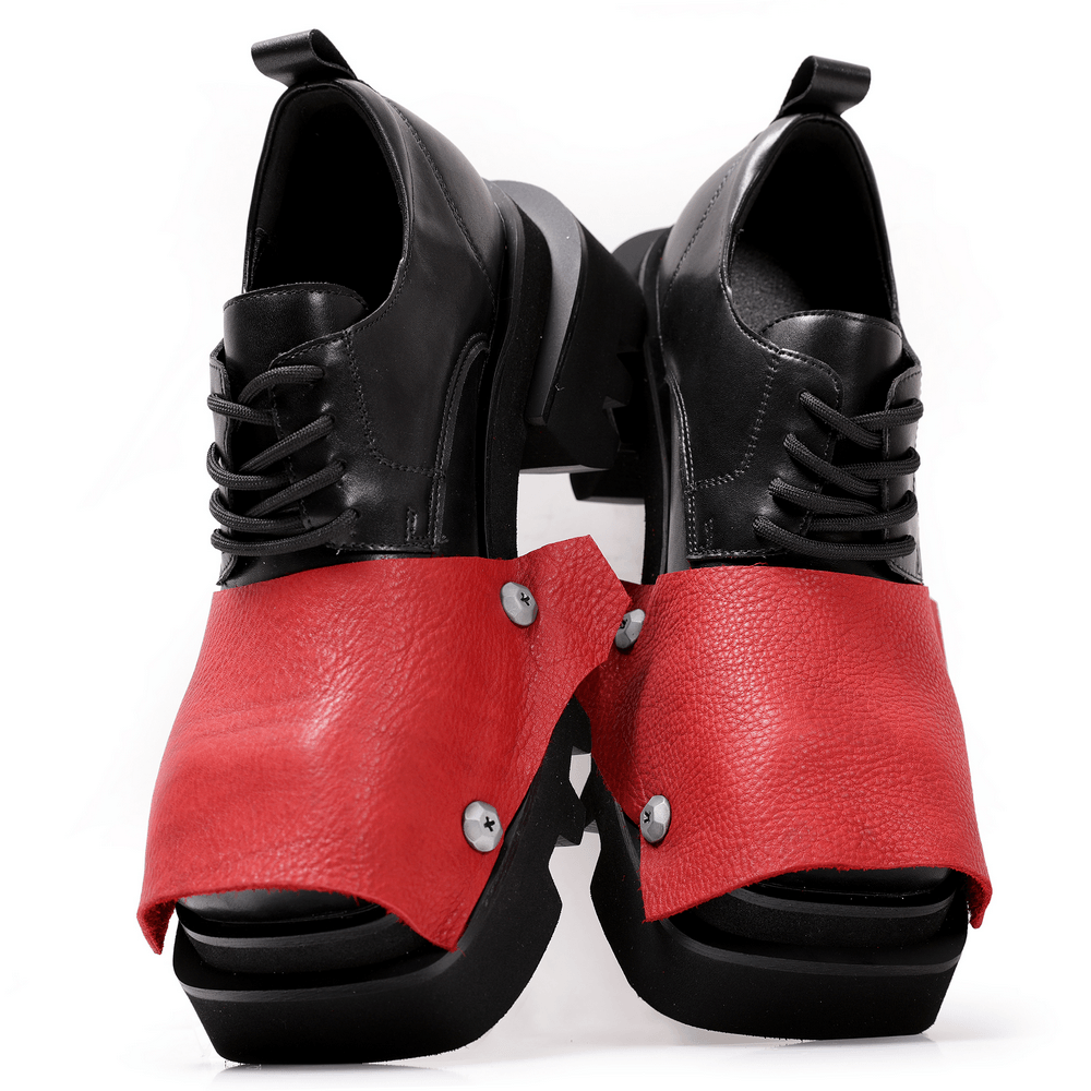 Chunky Platform Derby Shoes with Leather Overlay for Women