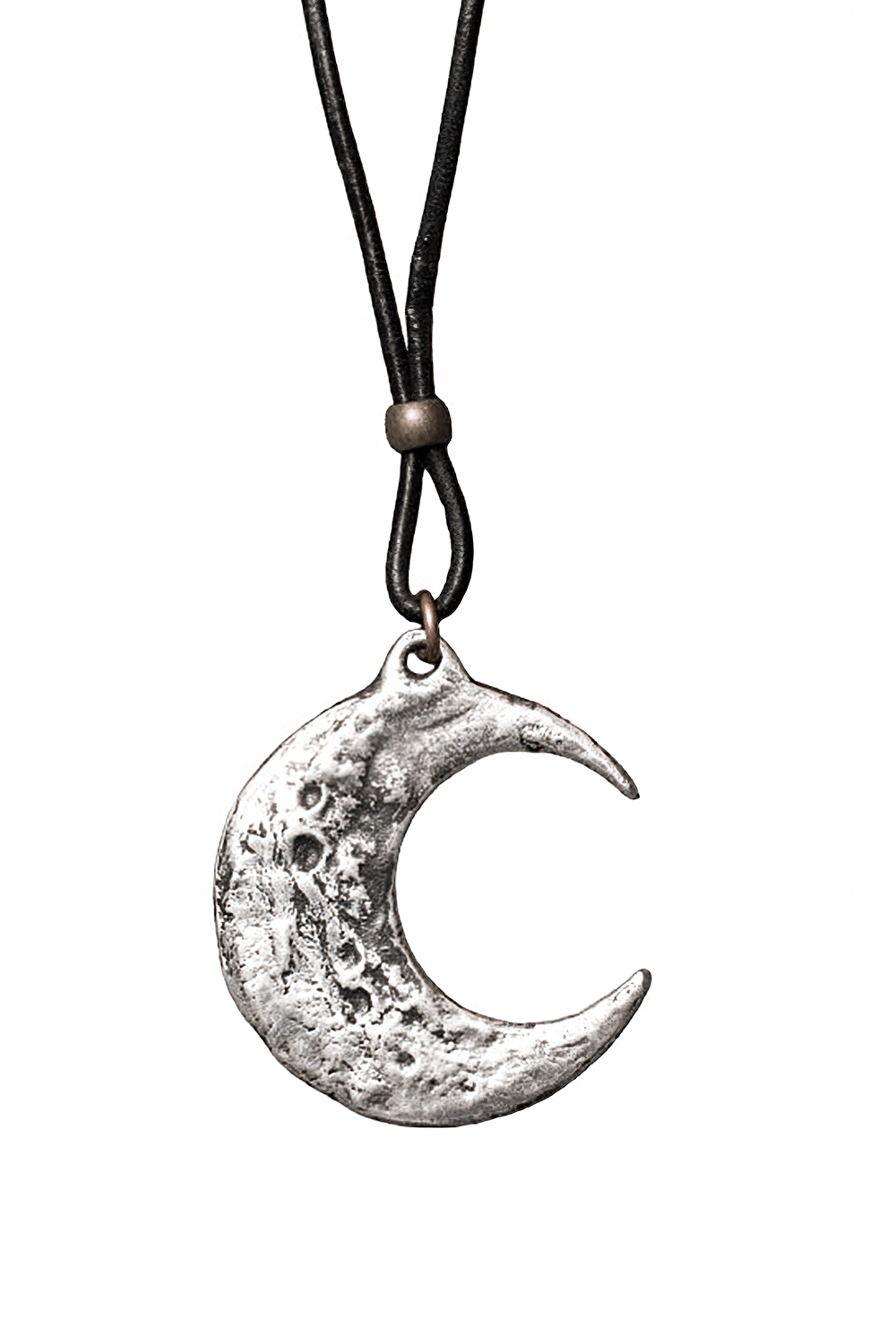 Crescent Moon Pendant Necklace with Pewter Talisman
