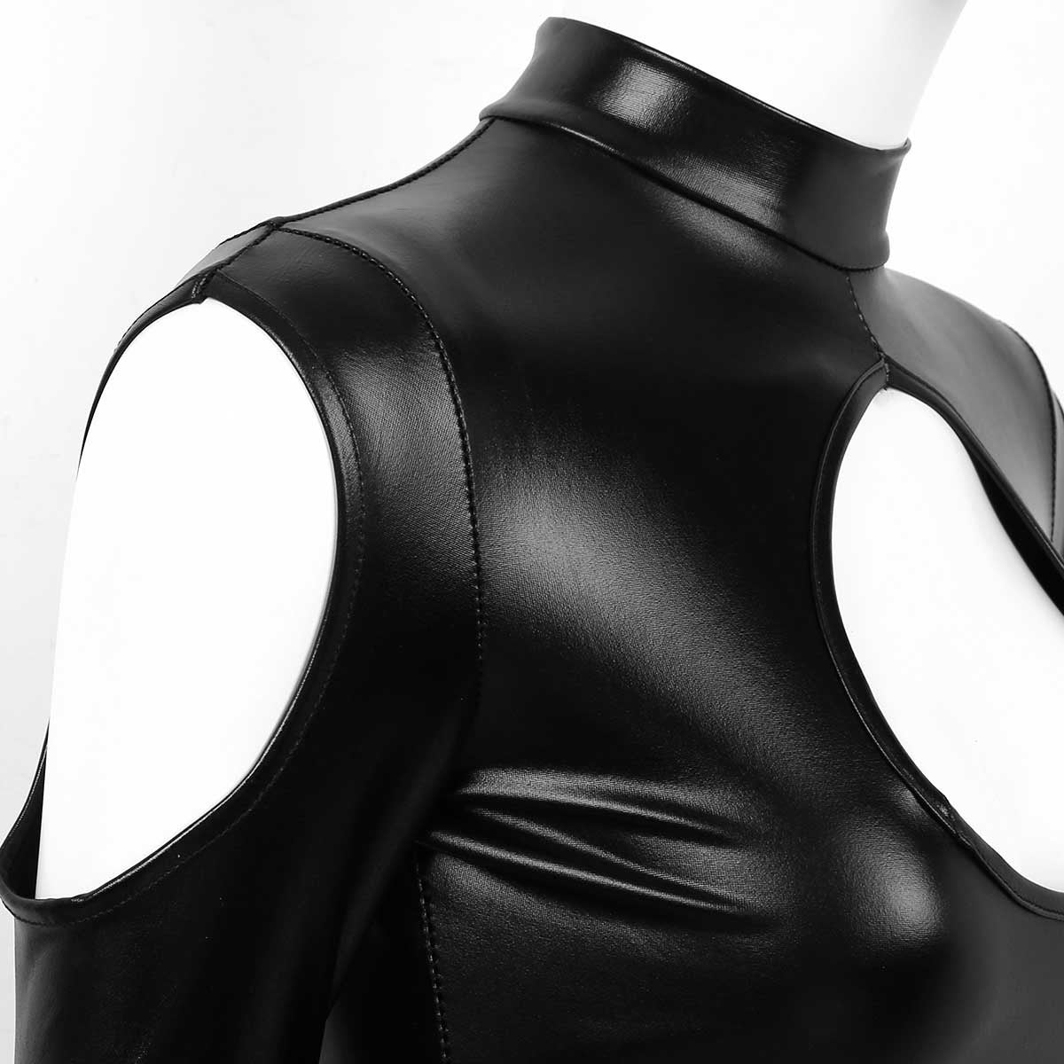 Cut Out Shoulders Keyhole Front Bodycon Mini Dress / Pole Dance Sexy Costume With G-String Briefs