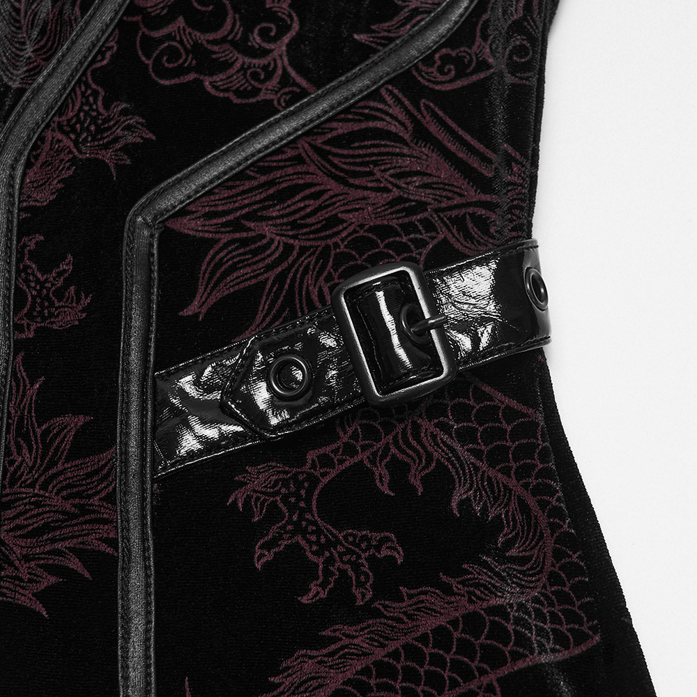 Cyber Chinese Dragon Mini Dress with Buckle Details