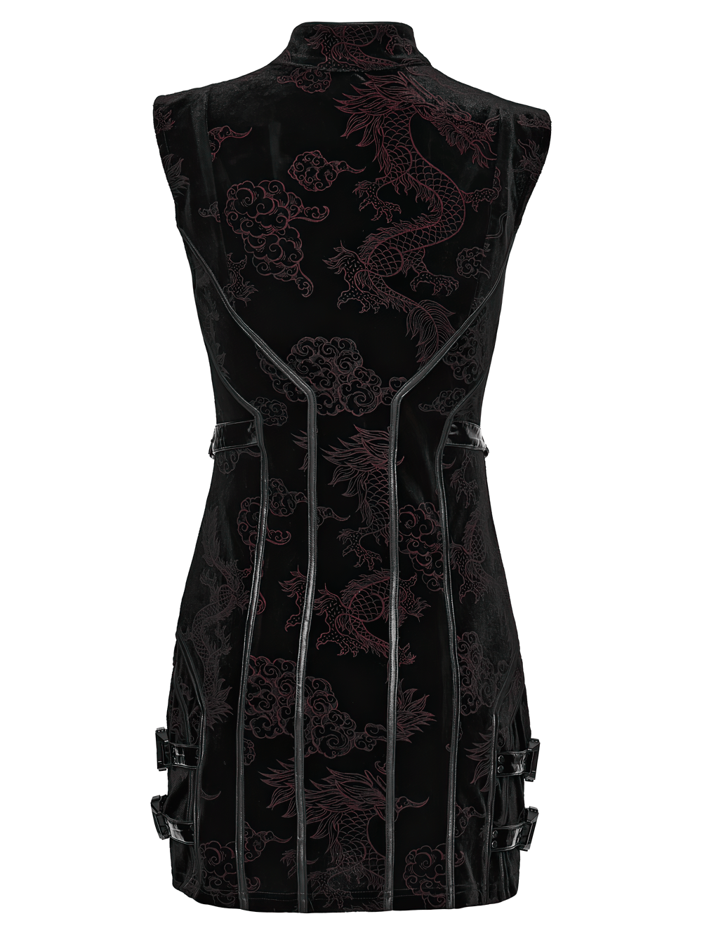 Cyber Chinese Dragon Mini Dress with Buckle Details