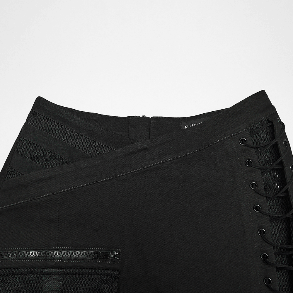 Cyberpunk Black Asymmetrical Bodycon Mini Skirt