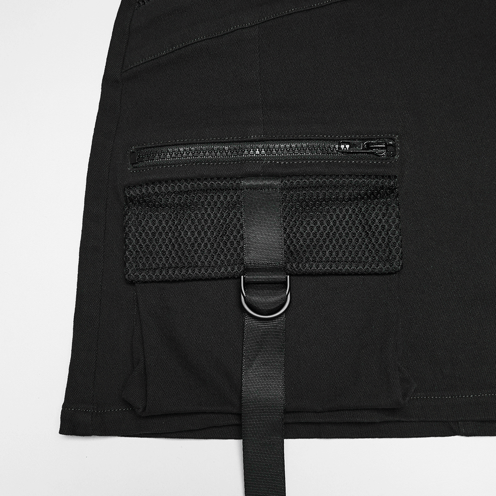 Cyberpunk Black Asymmetrical Bodycon Mini Skirt
