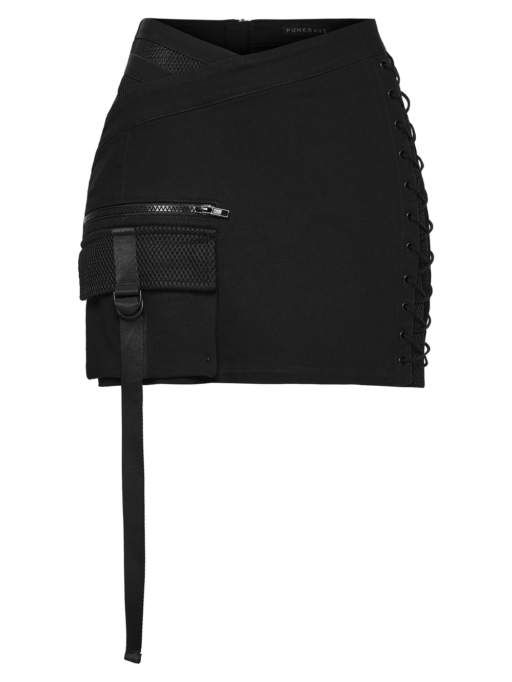 Cyberpunk Black Asymmetrical Bodycon Mini Skirt