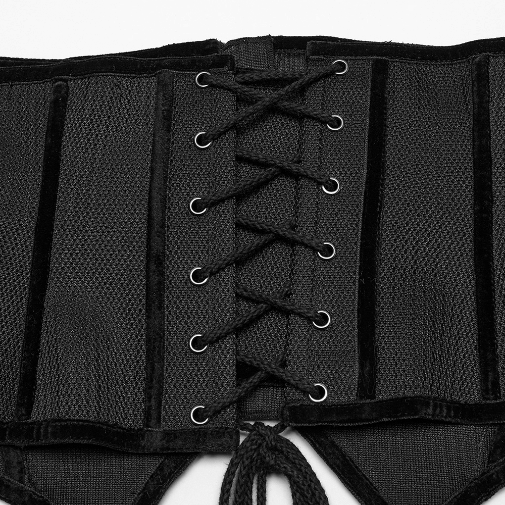Cyberpunk Corset Belt with Studs and Rubber Panels