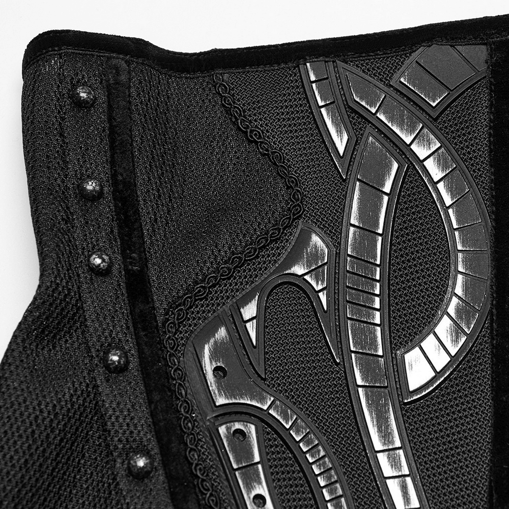 Cyberpunk Corset Belt with Studs and Rubber Panels