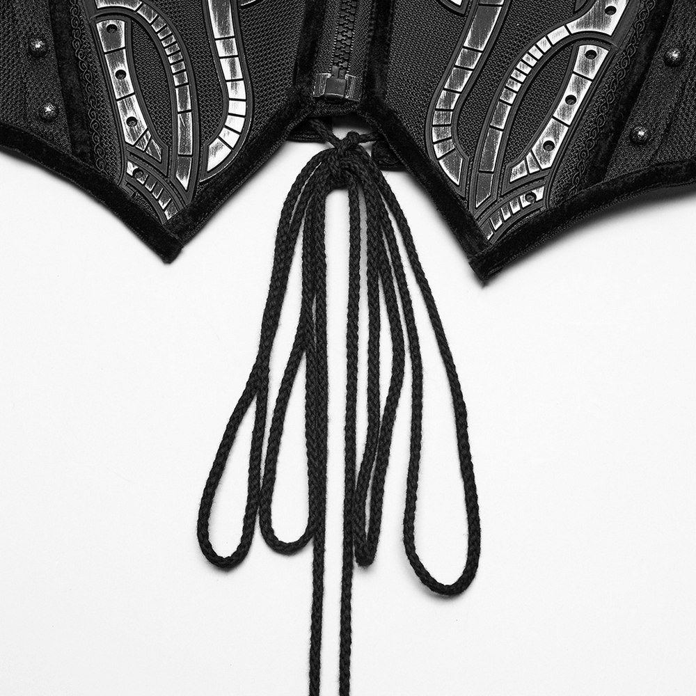 Cyberpunk Corset Belt with Studs and Rubber Panels