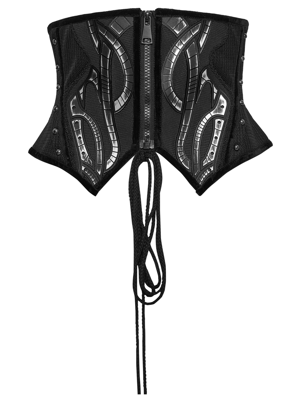 Cyberpunk Corset Belt with Studs and Rubber Panels