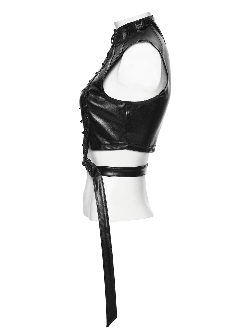Cyberpunk Faux Leather Lace Up Harness Crop Top