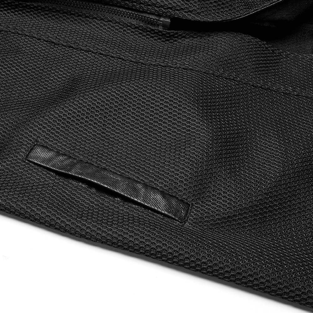 Cyberpunk Mesh and Twill Woven Coat with Decorative Straps
