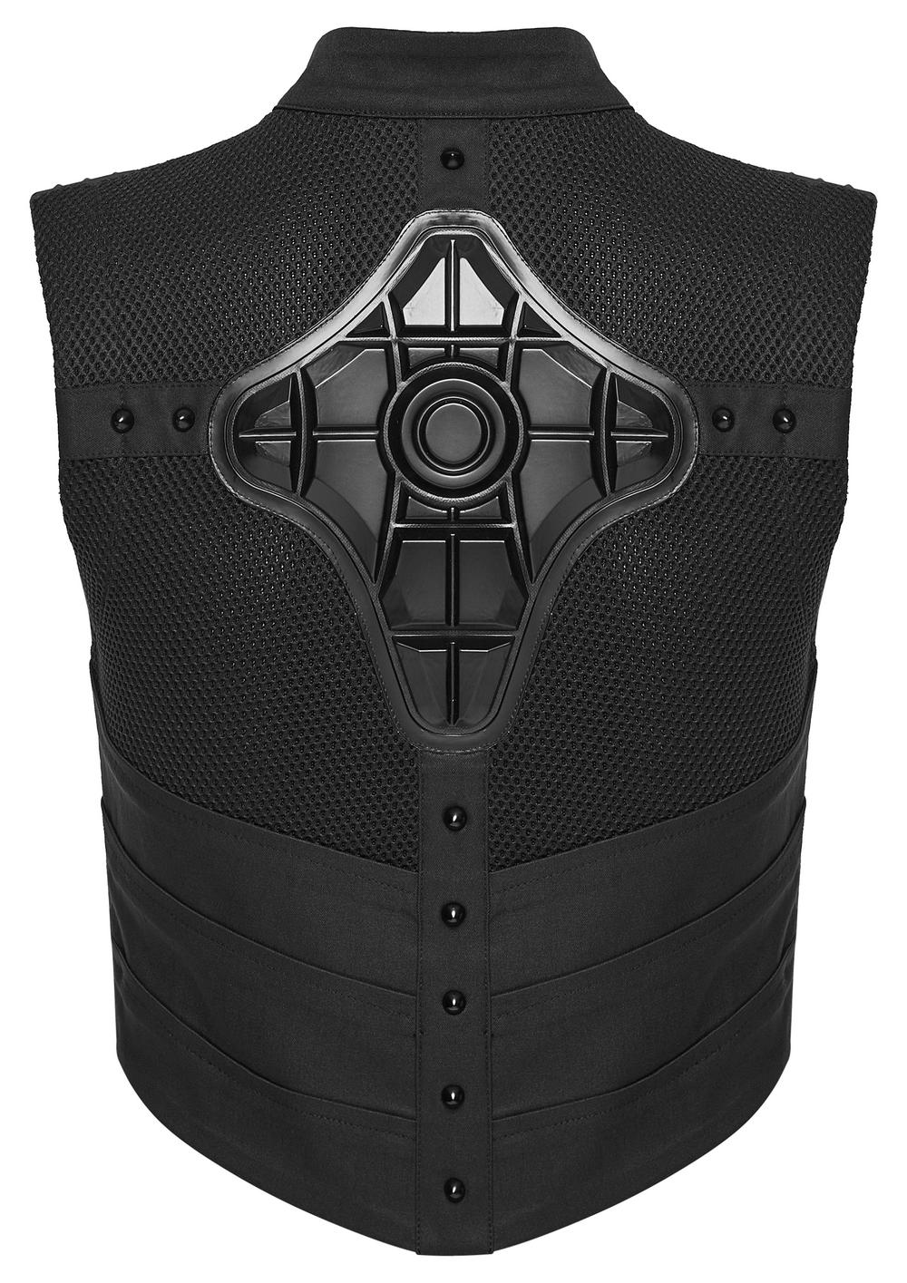 Cyberpunk Mesh Halter Top with Studs and Zipper