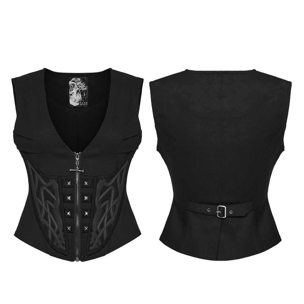 Cyberpunk Punk Gothic Vest with Zipper and Metal