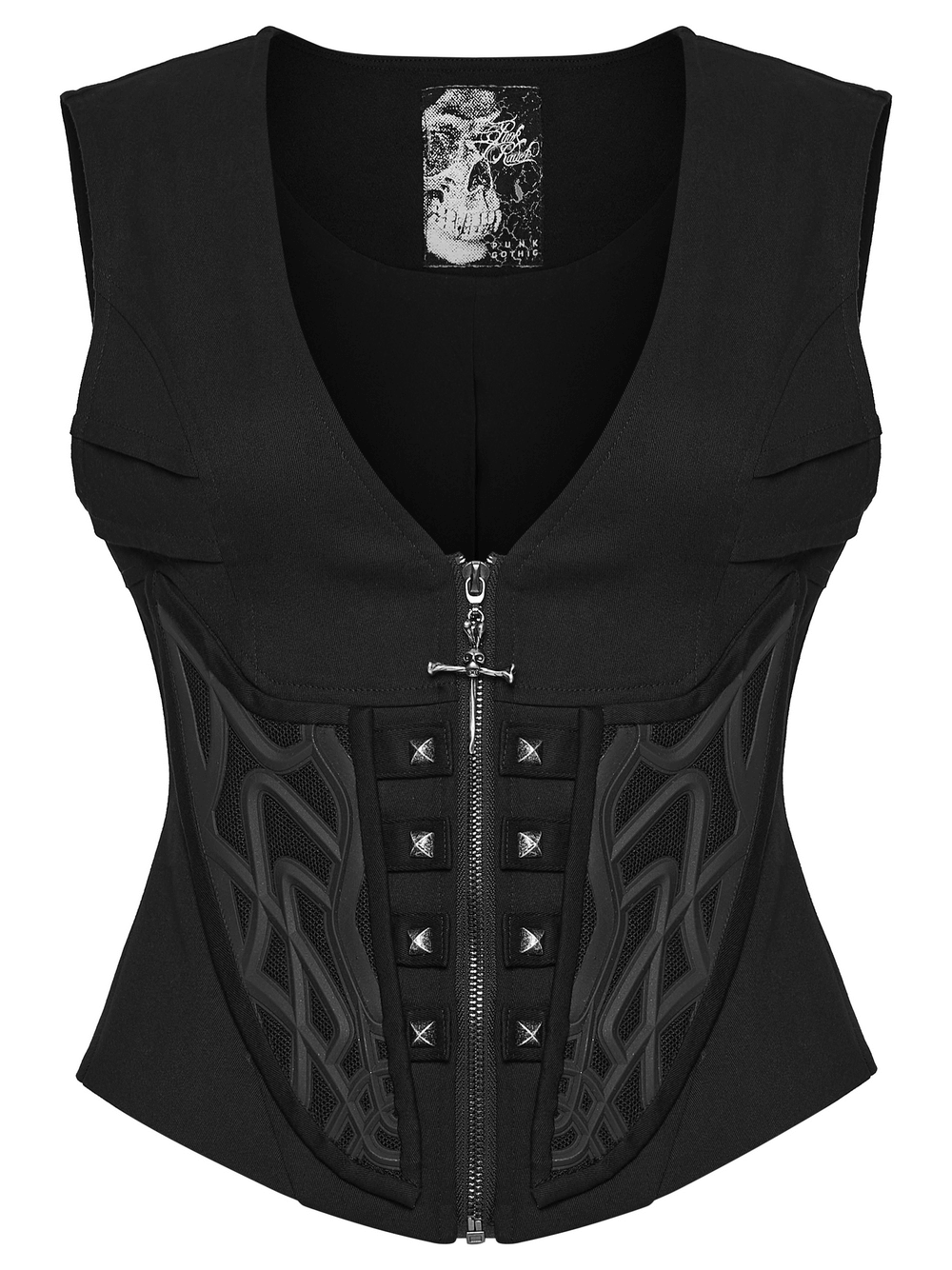 Cyberpunk Punk Gothic Vest with Zipper and Metal