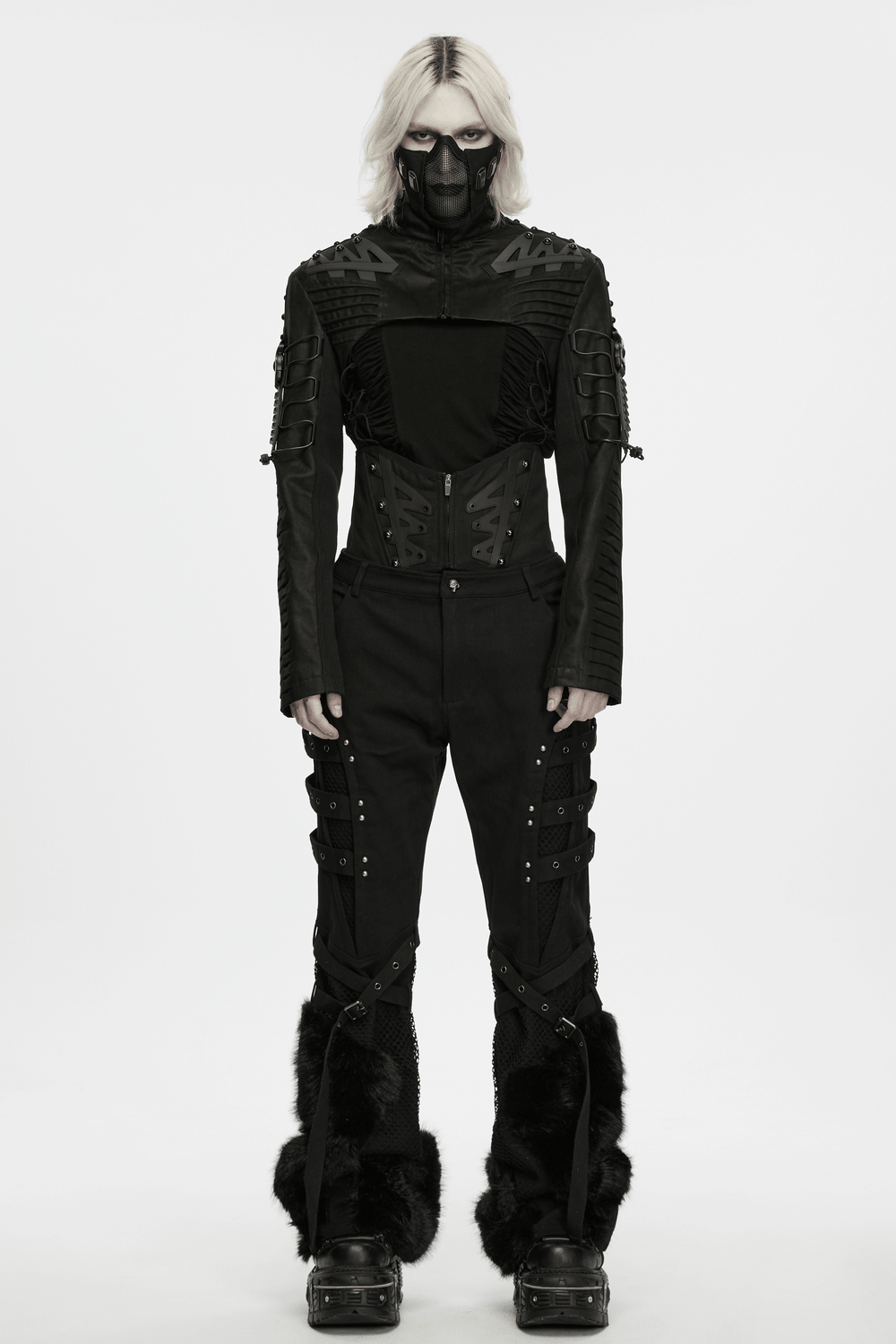 Cyberpunk Rivet Mesh Half Face Mask for Bold Look