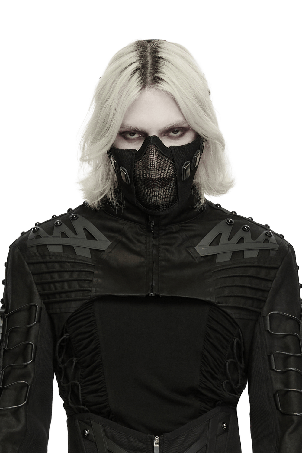 Cyberpunk Rivet Mesh Half Face Mask for Bold Look