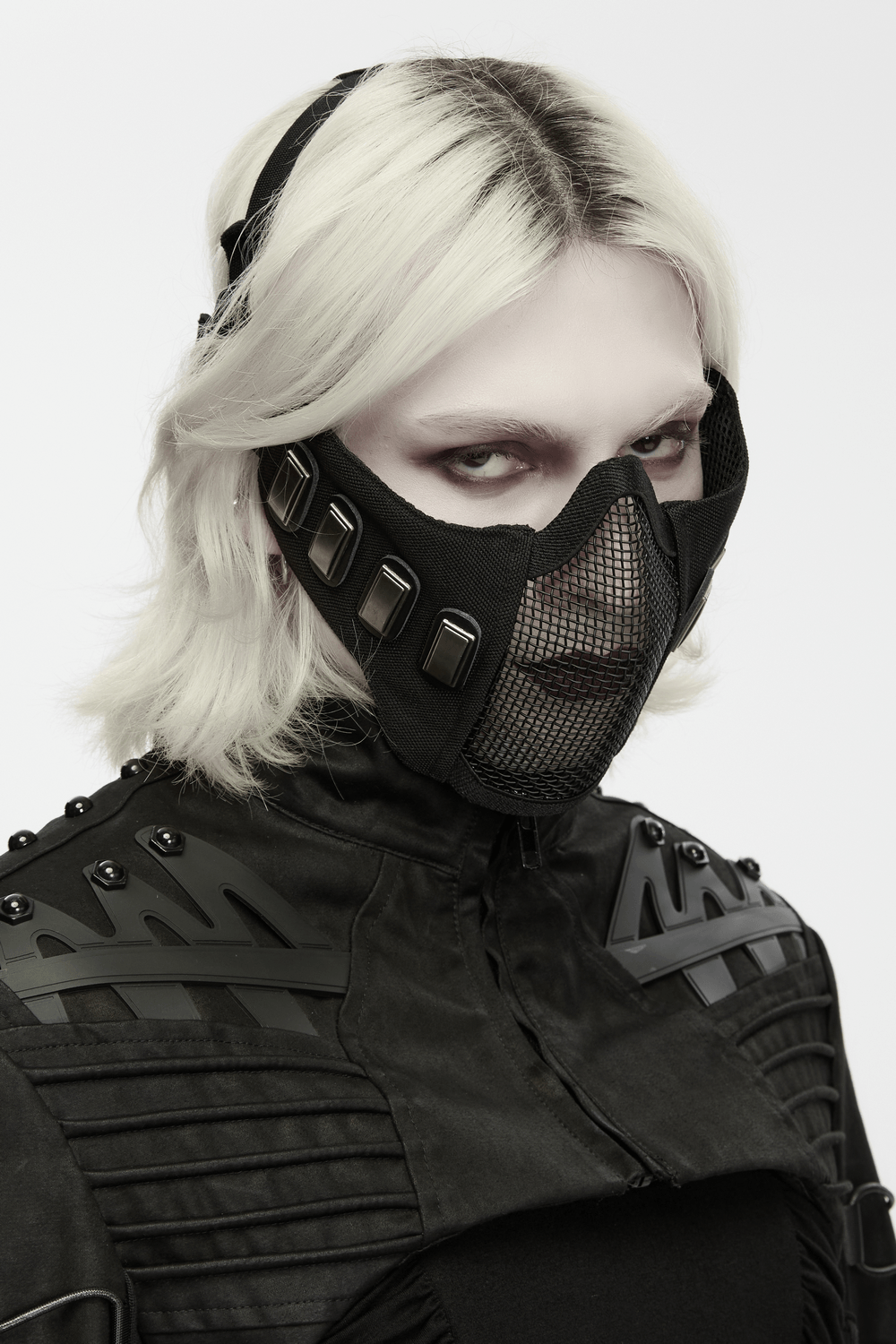 Cyberpunk Rivet Mesh Half Face Mask for Bold Look