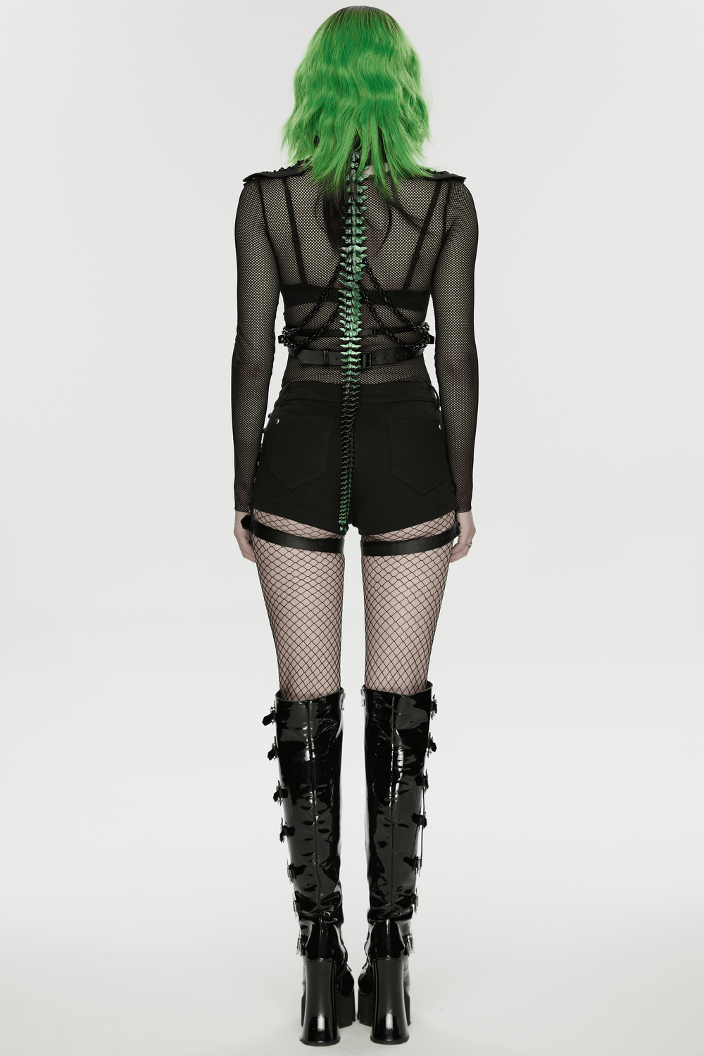 Cyberpunk Spine Tail Harness with Chains and Buckles