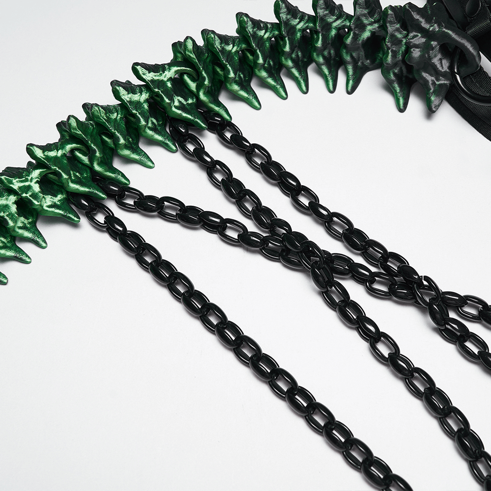 Cyberpunk Spine Tail Harness with Chains and Buckles