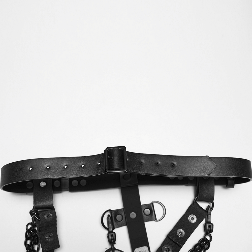 Cyberpunk Spine Tail Harness with Chains and Buckles