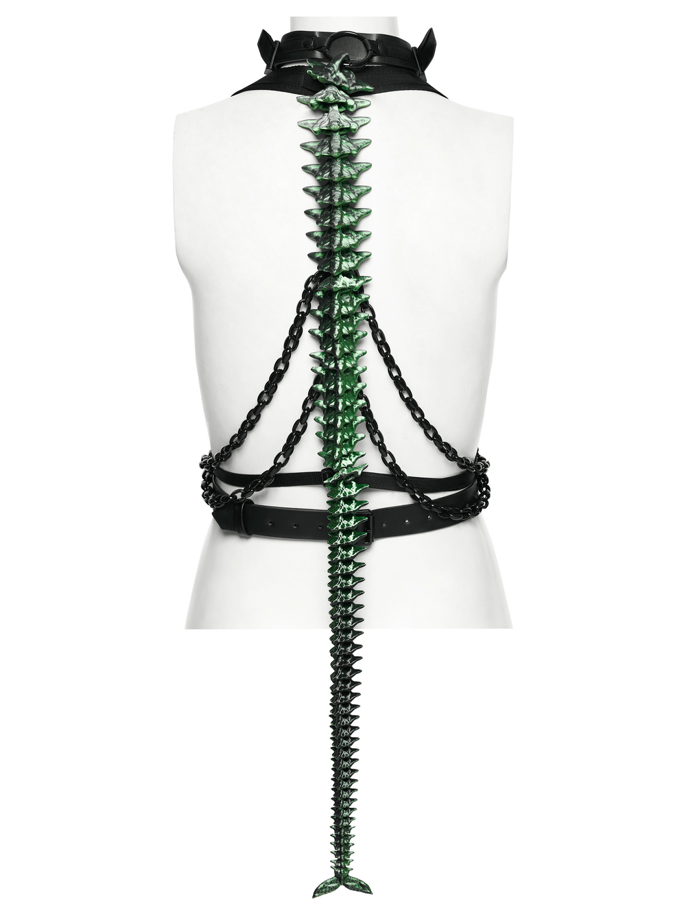 Cyberpunk Spine Tail Harness with Chains and Buckles