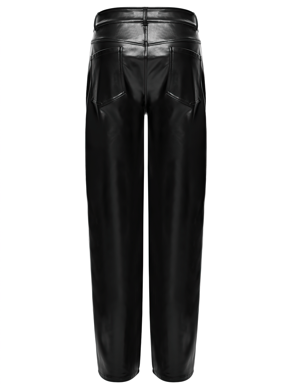 Cyberpunk Straight Black Faux Leather Pants with Zippers